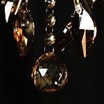 Люстра подвесная круглая с тканевым полупрозрачным абажуром и подвесками 4 лампы Gilded Elegance варинант исполнения - 7 | Loft Concept в Санкт-петербурге