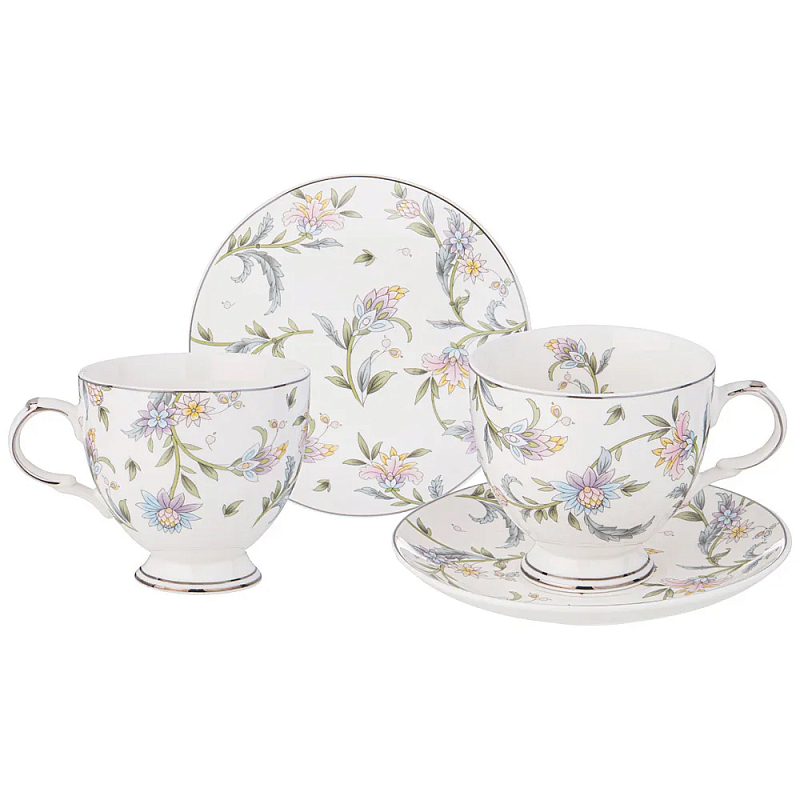 Чайный сервиз из фарфора на 2 персоны 4 предмета Tea Flower Set Мульти в Санкт-петербурге | Loft Concept 