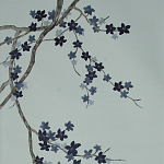 Обои ручная роспись Cherry Tree Original colourway on Adam Grey dyed silk варинант исполнения - 2 | Loft Concept в Санкт-петербурге