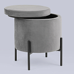 Серый пуф на черных ножках SANJAY варинант исполнения - 2 | Loft Concept в Санкт-петербурге