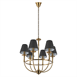 Люстра на металлическом основании бронзового цвета с 6-ю черными конусовидными абажурами Dignity варинант исполнения - 4 | Loft Concept в Санкт-петербурге