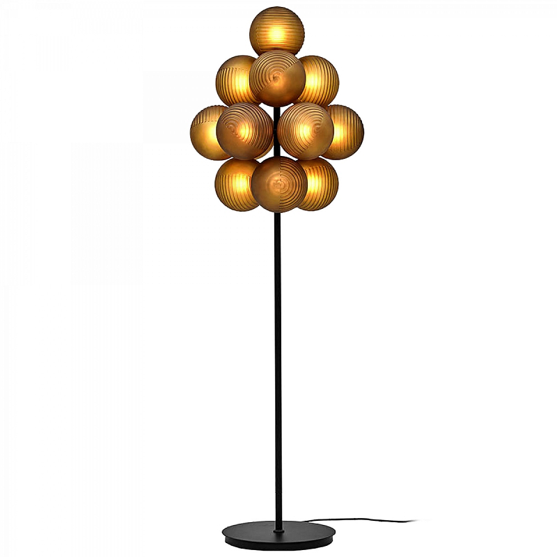 Торшер с круглыми плафонами Syridine Floor lamp Черный Янтарь (Amber) в Санкт-петербурге | Loft Concept 