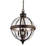 Подвесной светильник бронзового цвета с прозрачным стеклянным плафоном в форме шара в индустриальном стиле на цепи 4 лампы Feiss варинант исполнения - 1 | Loft Concept в Санкт-петербурге