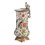 Ваза фарфоровая с птицей на бронзовой ветке и цветочной росписью Garden of Eden варинант исполнения - 2 | Loft Concept в Санкт-петербурге