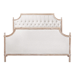 Кровать двуспальная светло-бежевая с основанием из массива дуба с мягким изголовьем Flax Beds варинант исполнения - 1 | Loft Concept в Санкт-петербурге