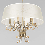 Люстра подвесная круглая с тканевым полупрозрачным абажуром и подвесками 6 ламп Gilded Elegance варинант исполнения - 4 | Loft Concept в Санкт-петербурге