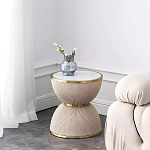 Дизайнерский журнальный стол фактурный с круглой белой столешницей Luler варинант исполнения - 1 | Loft Concept в Санкт-петербурге