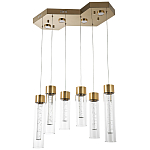 Люстра c 6-ю стеклянными плафонами золото Sparkling Bubbles Tube Gold Hanging Lamp варинант исполнения - 1 | Loft Concept в Санкт-петербурге