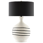 Настольная лампа фактурная с черными круговыми линиями на корпусе Recess варинант исполнения - 3 | Loft Concept в Санкт-петербурге