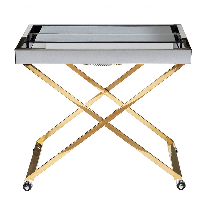 Стол сервировочный с зеркальной столешницей Splendid Serving Table Золотой Хром в Санкт-петербурге | Loft Concept 