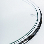 Приставной столик на серебристом основании с столешницей из стекла Noir варинант исполнения - 2 | Loft Concept в Санкт-петербурге