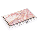 Таблетница карманная прямоугольная на 7 отделений с зеркалом и накладкой из натурального камня Турмалин Silver Stone Pillboxes варинант исполнения - 1 | Loft Concept в Санкт-петербурге