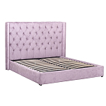 Кровать двуспальная фиолетовая с основанием из массива дерева с мягким изголовьем Velour Beds варинант исполнения - 1 | Loft Concept в Санкт-петербурге