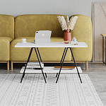 Стол журнальный с белой прямоугольной столешницей и полкой ESSEL WHITE варинант исполнения - 1 | Loft Concept в Санкт-петербурге