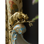 Чаша голубого цвета с оранментом и и бронзовыми фигурами леопардов Eden Garden варинант исполнения - 7 | Loft Concept в Санкт-петербурге