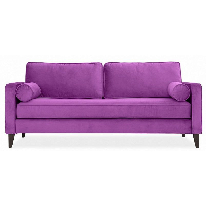 Диван бархатный с двумя подушками-валиками Simple Berry Sofa Лиловый Коричневый в Санкт-петербурге | Loft Concept 