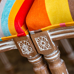 Стул бежевый в разноцветную полоску из натурального бука с изображением птиц и цветов Blooming Birds Colorful Stripes Chair варинант исполнения - 7 | Loft Concept в Санкт-петербурге