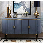 Дизайнерский комод синий глянцевый с золотыми ручками на 4-х дверцах Martin варинант исполнения - 2 | Loft Concept в Санкт-петербурге