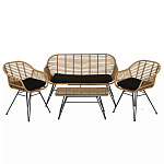 Журнальный столик с столешницей из ротанга и стекла Wicker Tabletop Under Glass варинант исполнения - 3 | Loft Concept в Санкт-петербурге