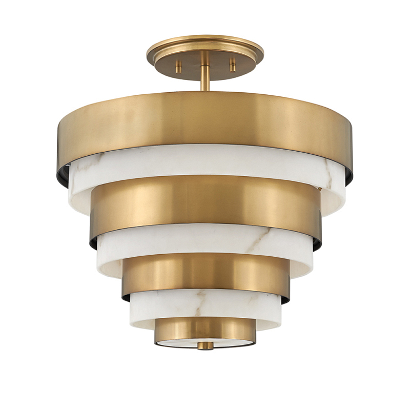 Потолочный светильник многоярусный с чередованием латунных и белых колец Hinkley  Латунь Белый в Санкт-петербурге | Loft Concept 