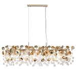 Люстра линейная с подвесками в форме монеток и золотистыми круглыми элементами из металла в виде лепестков FAIRYTREE Light варинант исполнения - 3 | Loft Concept в Санкт-петербурге