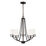 Люстра в цвете темная бронза с 5-ю белыми цилиндрическими плафонами Generation Lighting варинант исполнения - 2 | Loft Concept в Санкт-петербурге