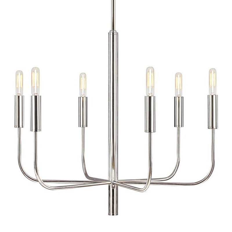 Люстра с 6-ю лампами Chandelier with Seamless Curve Латунь Серебряный в Санкт-петербурге | Loft Concept 