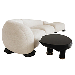 Диван Cannes трехместный с обивкой букле молочного цвета варинант исполнения - 3 | Loft Concept в Санкт-петербурге