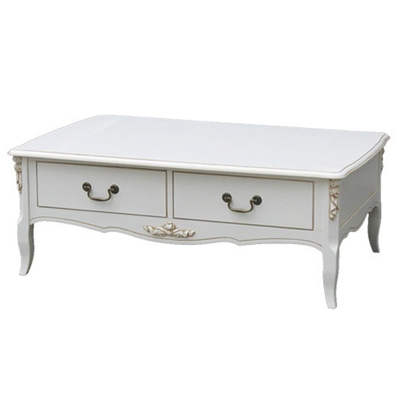 Журнальный стол в стиле прованс с ящиками Montmartre Provence Coffee Table ivory ( слоновая кость ) Бронза в Санкт-петербурге | Loft Concept 