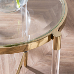 Золотой приставной столик с круглой стеклянной столешницей Weightless Table варинант исполнения - 7 | Loft Concept в Санкт-петербурге