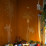 Обои с вышивкой ручной работы Deco Palms Original colourway on velvet 2 варинант исполнения - 1 | Loft Concept в Санкт-петербурге