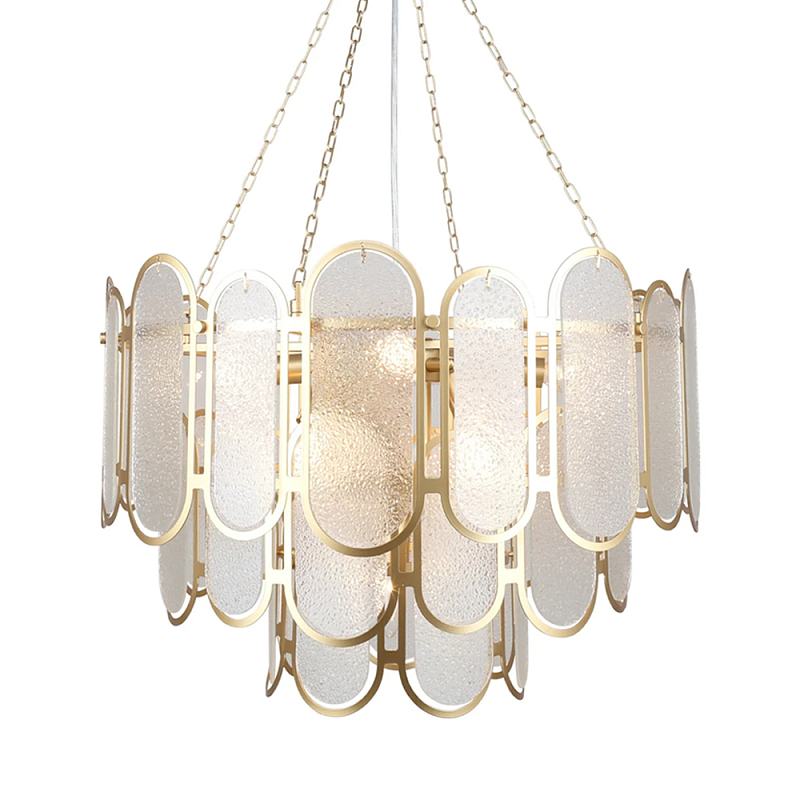 Люстра с многослойным эффектом из овальных элементов из непрозрачного стекла Conformation Латунь в Санкт-петербурге | Loft Concept 