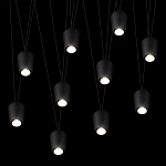 Подвесной светильник черными плафонами на длинных пересекающихся тросах Construction варинант исполнения - 10 | Loft Concept в Санкт-петербурге