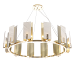 Люстра подвесная круглая с прямоугольными мраморными и золотистыми панелями на металлическом каркасе Диаметр 118 см Marble square Chandelier варинант исполнения - 3 | Loft Concept в Санкт-петербурге