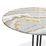 Стол журнальный с круглой столешницей из стекла Gray and Gold Marble варинант исполнения - 3 | Loft Concept в Санкт-петербурге