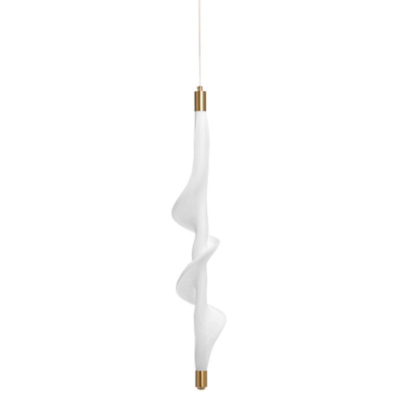 Люстра с белым скрученным плафоном Golden Swirl Белый Латунь в Санкт-петербурге | Loft Concept 
