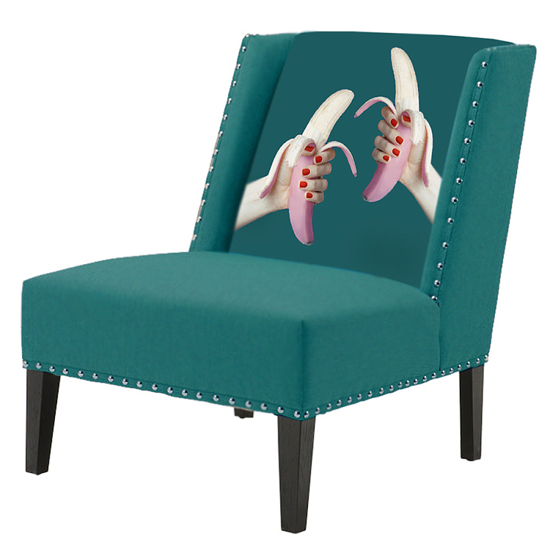 FUN Armchair Two Bananas Turquoise Дизайнерское кресло с цветным принтом Бирюзовый в Санкт-петербурге | Loft Concept 