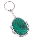 Зеркало брелок карманное двухстороннее из натурального камня Малахит Stone Mirrors варинант исполнения - 1 | Loft Concept в Санкт-петербурге