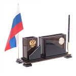 Настольный письменный набор с часами из природного камня обсидиана For the Deputy варинант исполнения - 2 | Loft Concept в Санкт-петербурге