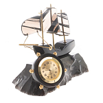 Часы настольные в виде парусника из натурального камня Обсидиан Sailboat Stone Clock варинант исполнения - 5 | Loft Concept в Санкт-петербурге