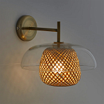 Бра с плафоном из плетенного бамбука Corzine варинант исполнения - 2 | Loft Concept в Санкт-петербурге