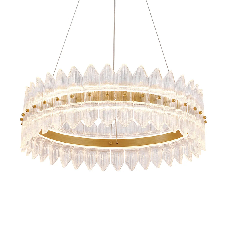 Люстра круглая с декоративными элементами в виде лепестков Round Light Flashing Латунь Прозрачный в Санкт-петербурге | Loft Concept 