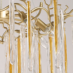 Люстра подвесная золотого цвета с разветвленными ветвями и прозрачными стеклянными подвесками Droplet Chandelier варинант исполнения - 4 | Loft Concept в Санкт-петербурге