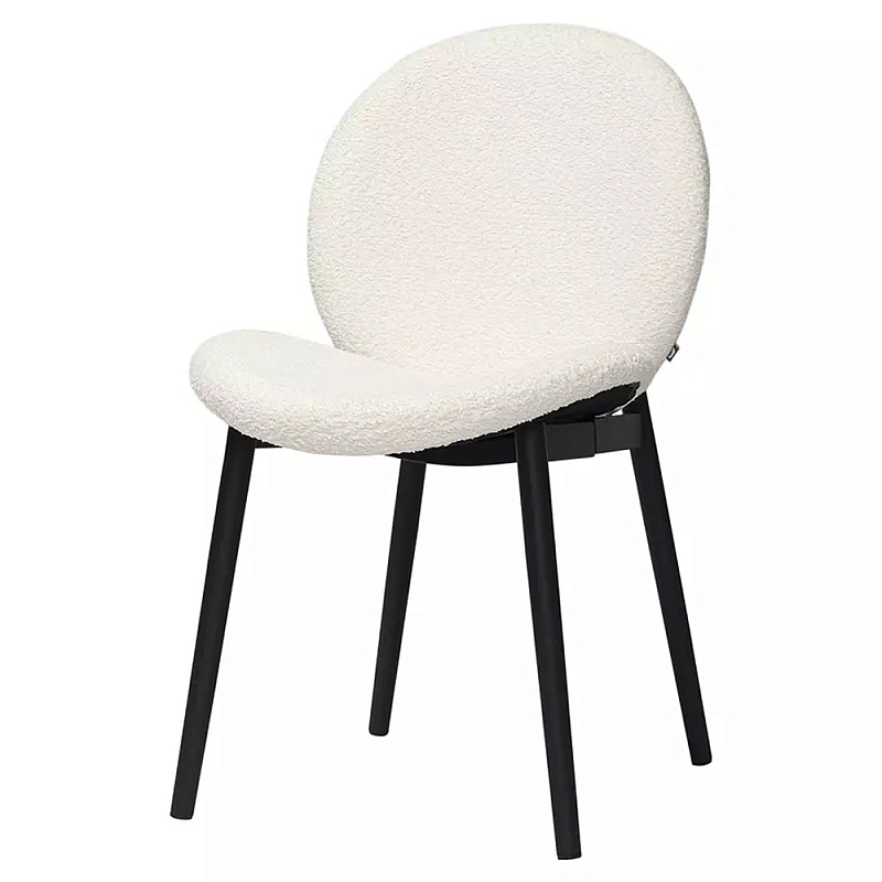 Стул мягкий с буклированной обивкой Chair with Boucle Upholstery Молочный Светло-серый в Санкт-петербурге | Loft Concept 