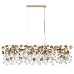 Люстра линейная с подвесками в форме монеток и золотистыми круглыми элементами из металла в виде лепестков FAIRYTREE Light варинант исполнения - 2 | Loft Concept в Санкт-петербурге