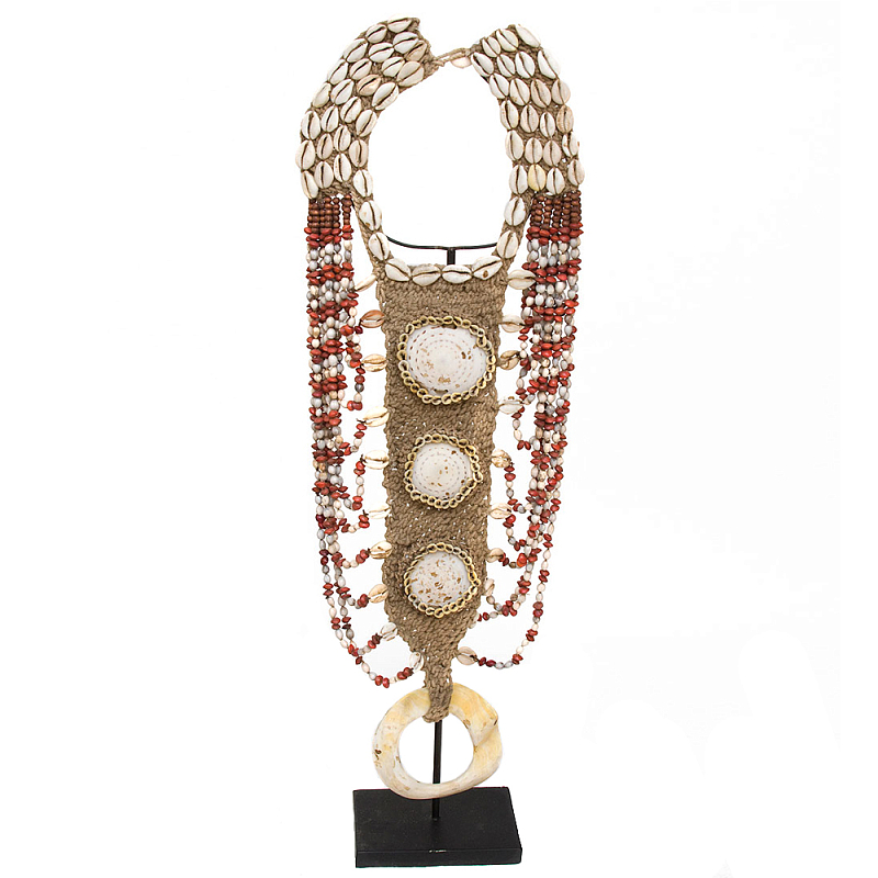 Этническое ожерелье из ракушек Aboriginal Long Necklace Shells Бежевый Коричневый Красный Белый в Санкт-петербурге | Loft Concept 