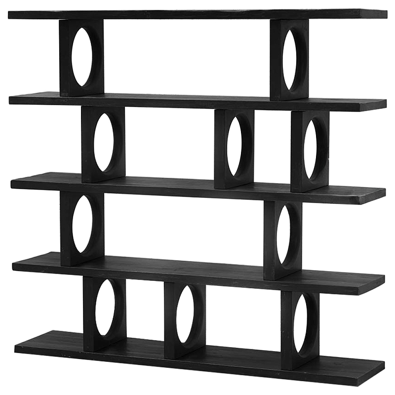 Стеллаж деревянный Noyer Wooden Black Rack Черный в Санкт-петербурге | Loft Concept 