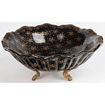 Блюдо черного цвета из фрафора на бронзовых ножках Eden Garden porcelain and bronze варинант исполнения - 1 | Loft Concept в Санкт-петербурге