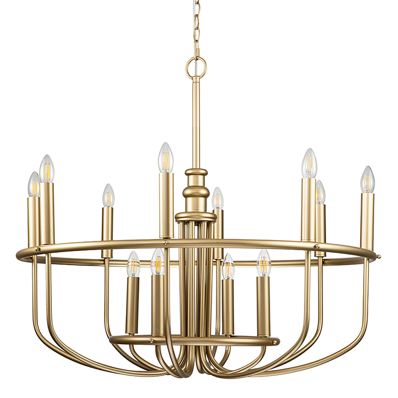  Люстра круглая двухъярусная цвета латунь с 12-ю лампами Kichler Латунь в Санкт-петербурге | Loft Concept 