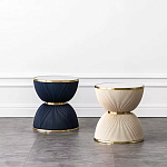 Дизайнерский журнальный стол фактурный с круглой белой столешницей Luler варинант исполнения - 2 | Loft Concept в Санкт-петербурге